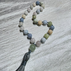 Morganite Hand Knotted Hand Mala 8mm | 27 Bead | Prayer Bead | Japa Mala | Meditation Bracelet | Mantra and Reiki Infused
