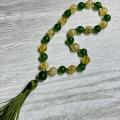 Jade & Citrine Hand Mala 8mm | 44 Bead | Japa Mala | Prayer Beads | Meditation Necklace | Mantra | Sound Healing | Reiki Infused