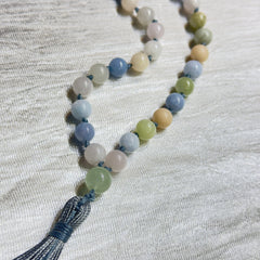 Morganite Hand Knotted Hand Mala 8mm | 27 Bead | Prayer Bead | Japa Mala | Meditation Bracelet | Mantra and Reiki Infused