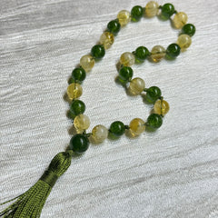 Jade & Citrine Hand Mala 8mm | 44 Bead | Japa Mala | Prayer Beads | Meditation Necklace | Mantra | Sound Healing | Reiki Infused