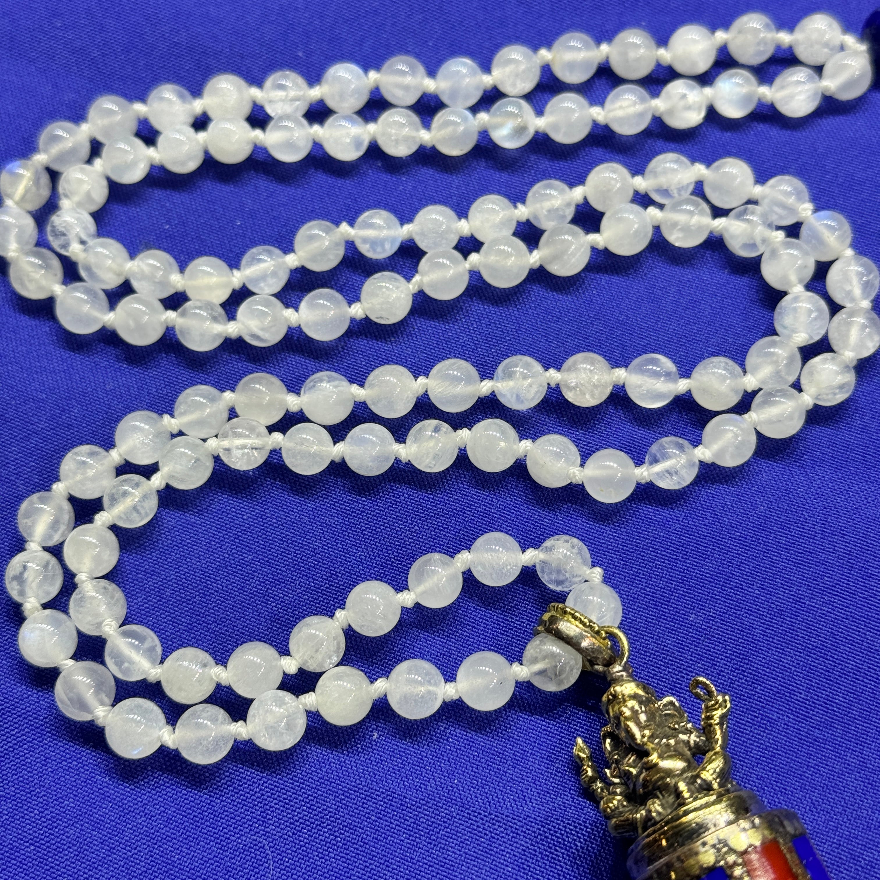 Moonstone Ganesha Mala 8mm