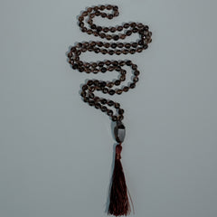 Smokey Quartz Hand Knotted Japa Mala, Prayer Beads, Meditation Necklace. 8mm 108 Beads. Mantra, Sound Healing & Reiki Infused
