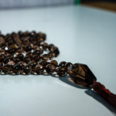 Smokey Quartz Hand Knotted Japa Mala, Prayer Beads, Meditation Necklace. 8mm 108 Beads. Mantra, Sound Healing & Reiki Infused