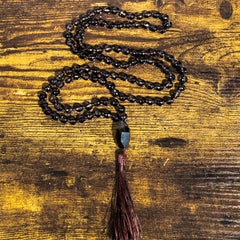 Smokey Quartz Hand Knotted Japa Mala, Prayer Beads, Meditation Necklace. 8mm 108 Beads. Mantra, Sound Healing & Reiki Infused