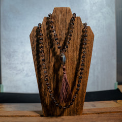 Smokey Quartz Hand Knotted Japa Mala, Prayer Beads, Meditation Necklace. 8mm 108 Beads. Mantra, Sound Healing & Reiki Infused