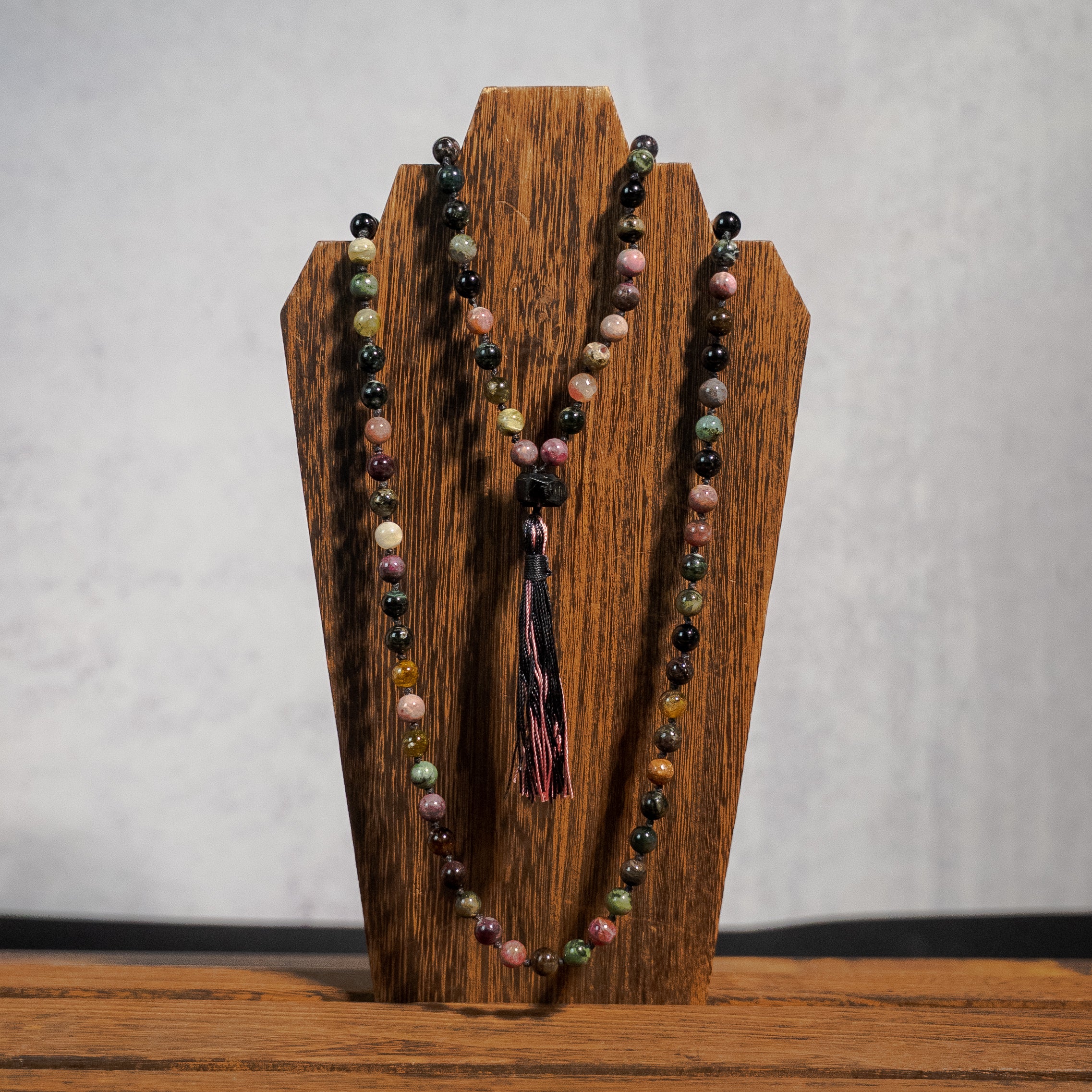 Watermelon Tourmaline Hand Knotted Mala | 6mm 108 Beads | Japa Mala | Meditation Necklace | Prayer Beads | Mantra and Reiki Infused