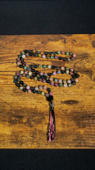 Watermelon Tourmaline Hand Knotted Mala | 6mm 108 Beads | Japa Mala | Meditation Necklace | Prayer Beads | Mantra and Reiki Infused