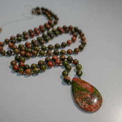 Unakite Hand Knotted Japa Mala, Prayer Beads, Meditation Beads. 8mm 108 Beads. Mantra, Sound Healing & Reiki Infused