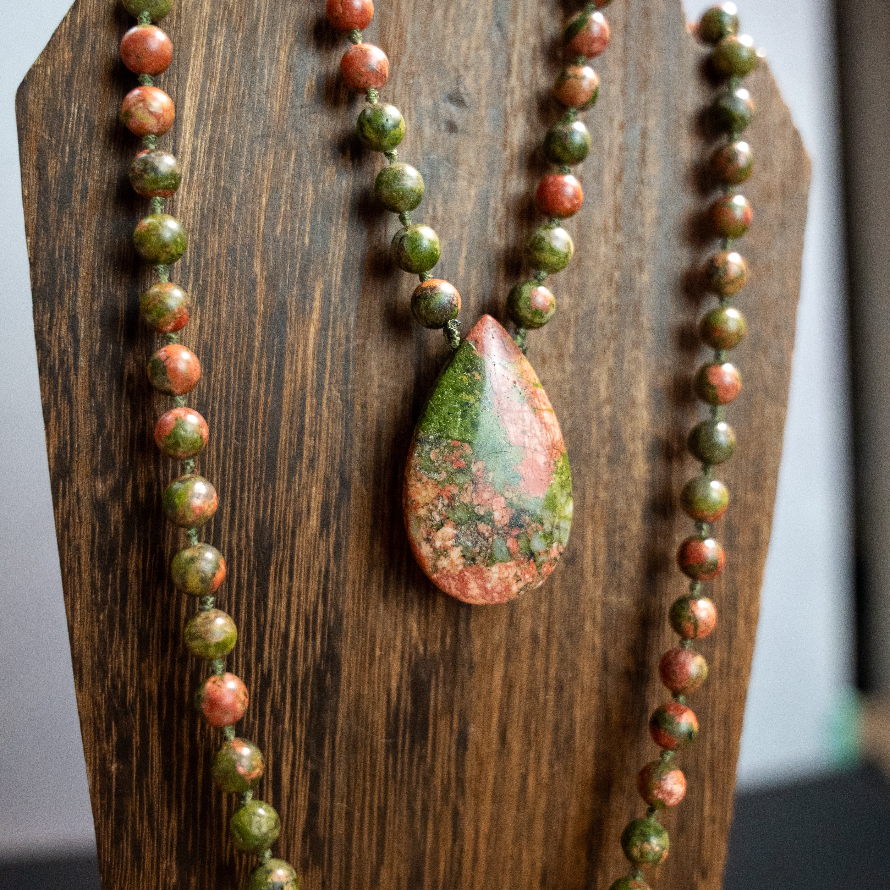 Unakite Hand Knotted Japa Mala, Prayer Beads, Meditation Beads. 8mm 108 Beads. Mantra, Sound Healing & Reiki Infused
