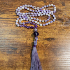 Purple Opal & Amethyst Hand Knotted Mala 8mm | 108 Bead |  Mantra | Sound Healing | Reiki Infused