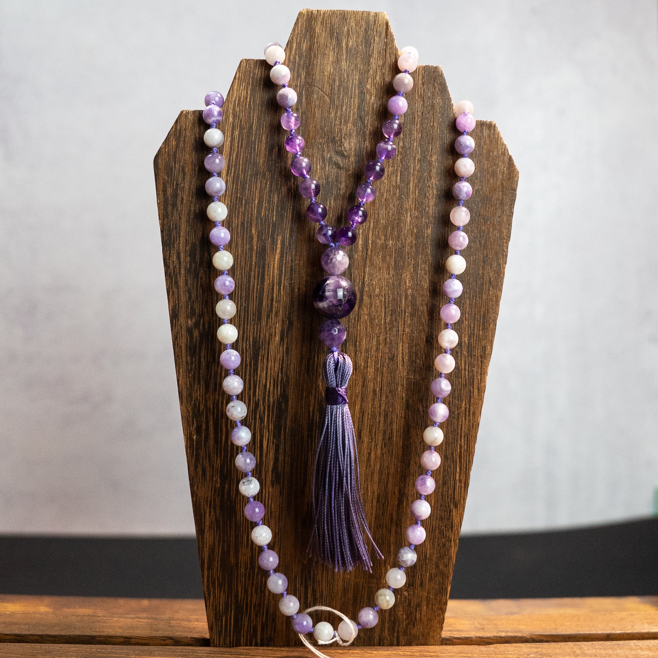 Purple Opal & Amethyst Hand Knotted Mala 8mm | 108 Bead |  Mantra | Sound Healing | Reiki Infused
