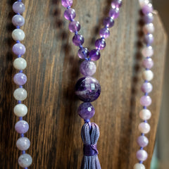 Purple Opal & Amethyst Hand Knotted Mala 8mm | 108 Bead |  Mantra | Sound Healing | Reiki Infused