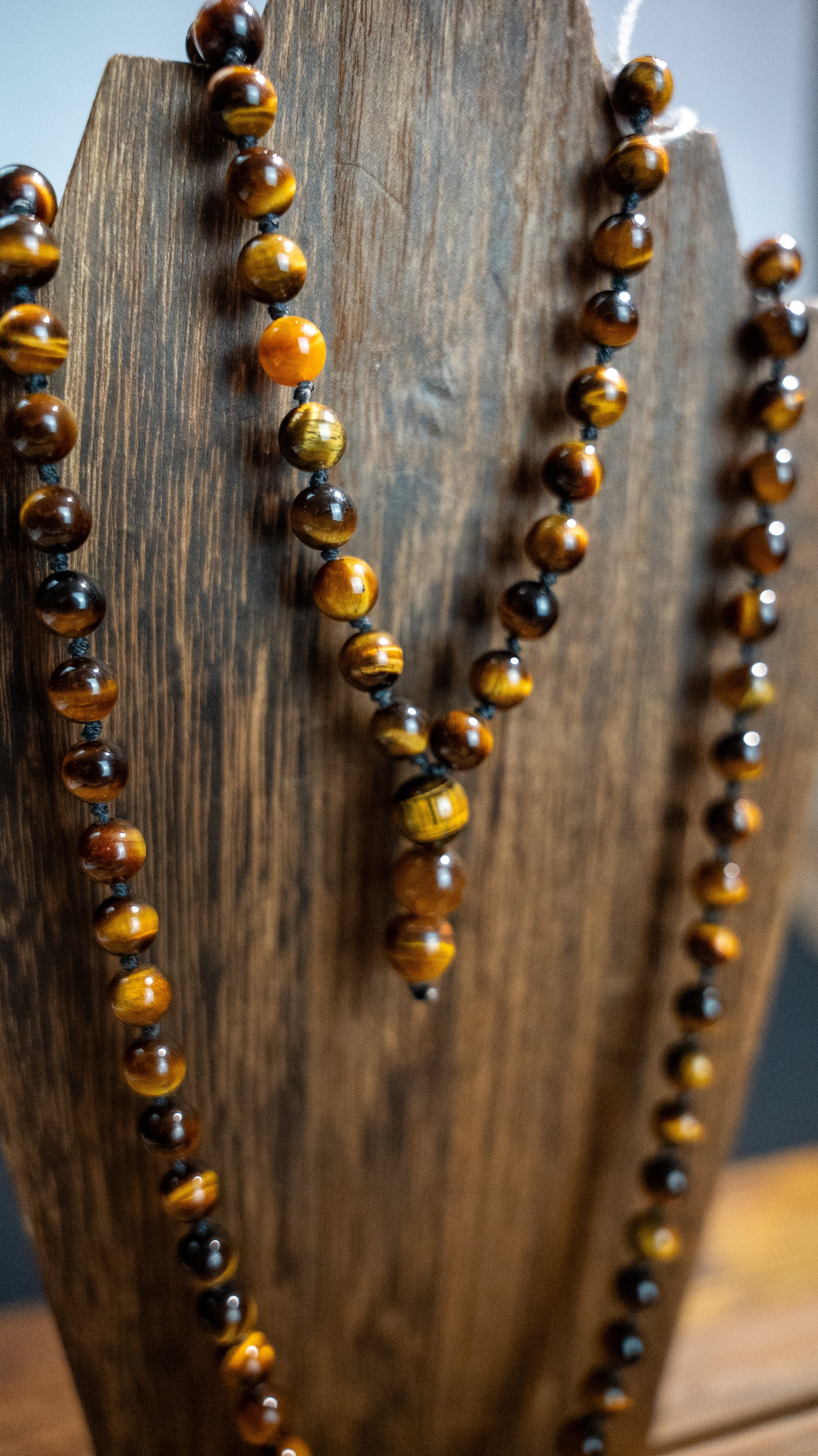 Tigers Eye Hand Knotted Bead Mala 6mm 108, Prayer Beads Mantra, Sound Healing, & Reiki Infused