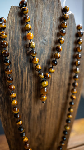 Tigers Eye Hand Knotted Bead Mala 6mm 108, Prayer Beads Mantra, Sound Healing, & Reiki Infused