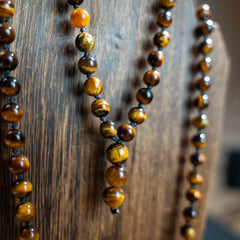 Tigers Eye Hand Knotted Bead Mala 6mm 108, Prayer Beads Mantra, Sound Healing, & Reiki Infused