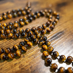 Tigers Eye Hand Knotted Bead Mala 6mm 108, Prayer Beads Mantra, Sound Healing, & Reiki Infused