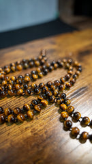 Tigers Eye Hand Knotted Bead Mala 6mm 108, Prayer Beads Mantra, Sound Healing, & Reiki Infused