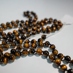 Tigers Eye Hand Knotted Bead Mala 6mm 108, Prayer Beads Mantra, Sound Healing, & Reiki Infused