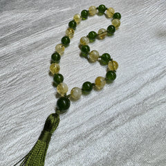 Jade & Citrine Hand Mala 8mm | 44 Bead | Japa Mala | Prayer Beads | Meditation Necklace | Mantra | Sound Healing | Reiki Infused