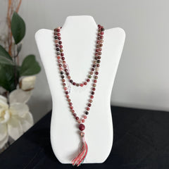 Watermelon Tourmaline Mala 8mm | 108 Bead | Japa Mala | Prayer Beads | Meditation Necklace | Hand Knotted | Mantra and Reiki Infused