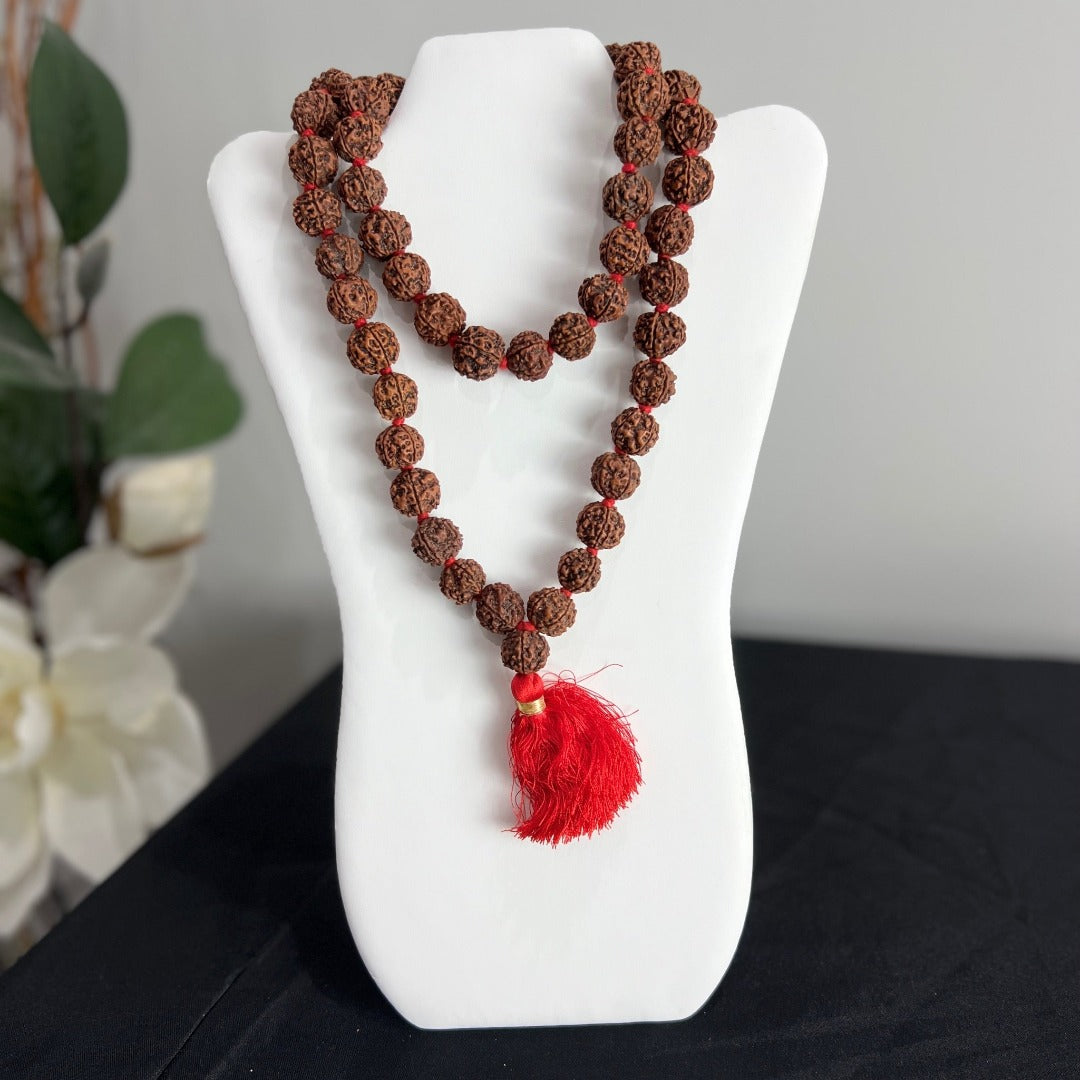 1/2 Rudraksha Mala 54 Beads Red Cord XL