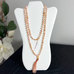 Citrine Hand Knotted Mala 8mm | 108 Bead | Japa Mala | Prayer Beads | Meditation Necklace | Mantra | Sound Healing | Reiki Infused