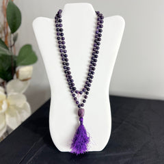 Lepidolite Mala 8mm | 108 Bead | Hand Knotted | Mantra | Sound Healing | Reiki Infused