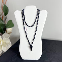Blue Goldstone Hand Knotted Mala | Japa Mala | Prayer Beads | Meditation Necklace | 8mm 108 Bead | Mantra, Sound Healing and Reiki Infused