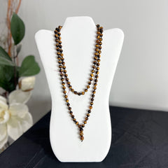 Tigers Eye Hand Knotted Bead Mala 6mm 108, Prayer Beads Mantra, Sound Healing, & Reiki Infused