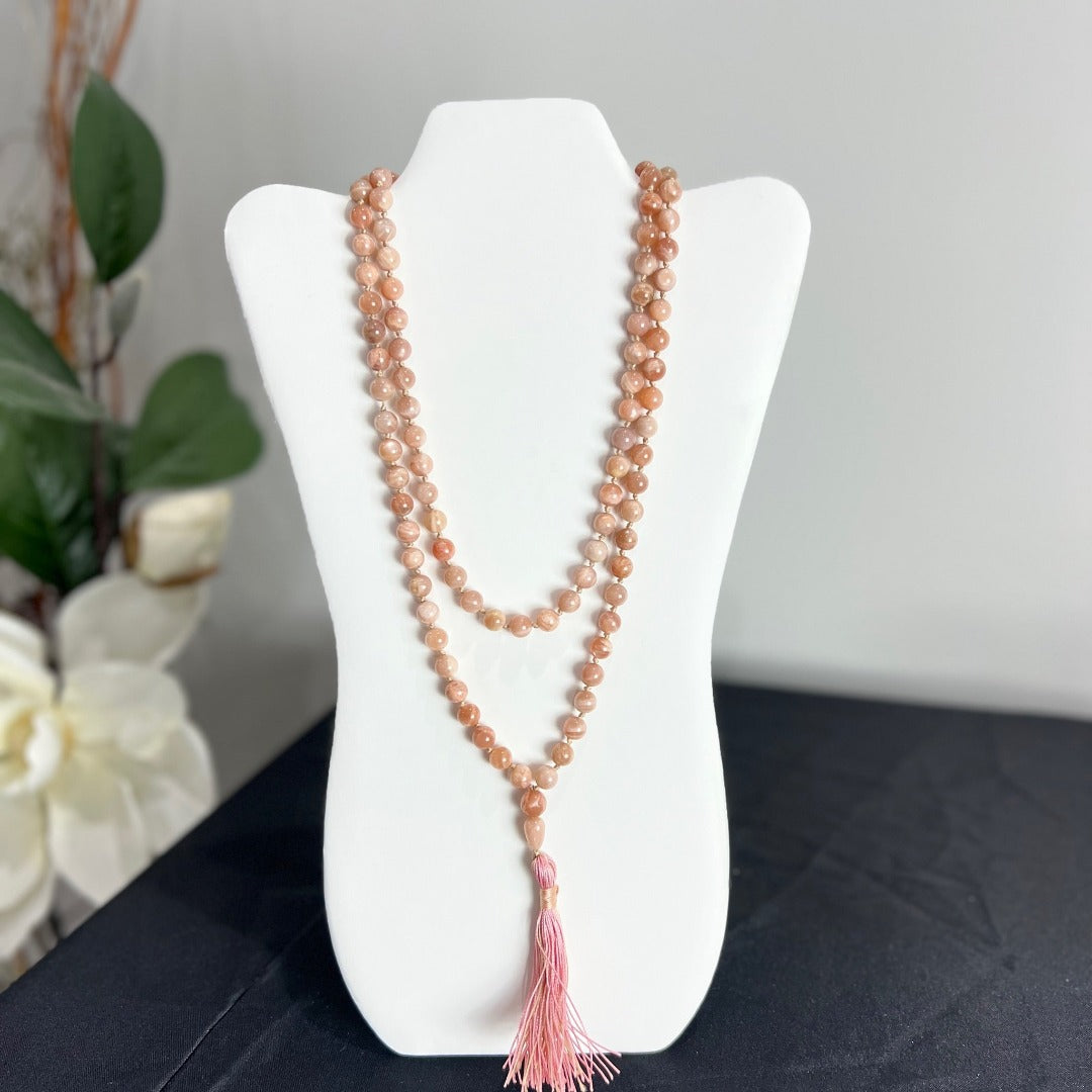 Peach Moonstone 8mm Mala