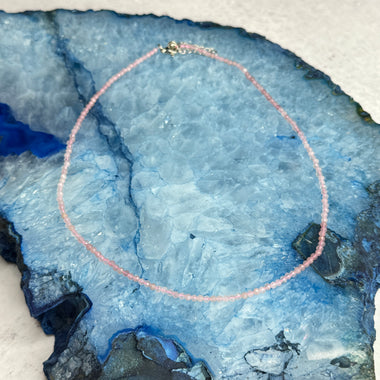 4mm Faceted Rose Quartz Necklace