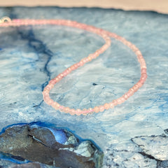 4mm Faceted Rose Quartz Necklace