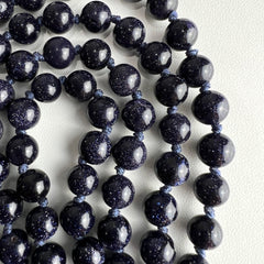 Blue Goldstone Hand Knotted Mala | Japa Mala | Prayer Beads | Meditation Necklace | 8mm 108 Bead | Mantra, Sound Healing and Reiki Infused