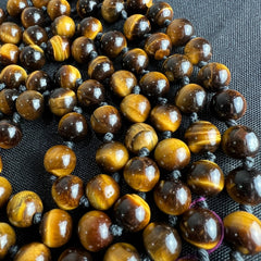Tigers Eye Hand Knotted Bead Mala 6mm 108, Prayer Beads Mantra, Sound Healing, & Reiki Infused
