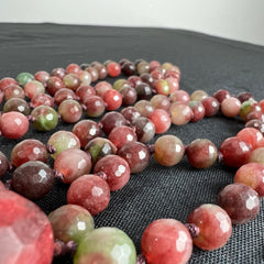 Watermelon Tourmaline Mala 8mm Purple Cord