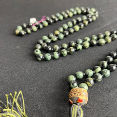 Kambaba Jasper Hand Knotted Japa Mala 8mm 108 Bead | Prayer Beads | Meditation Necklace | Mantra and Reiki Infused