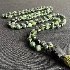 Micro Faceted Canadian Jade & Tourmaline Mala 6mm