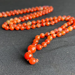 Faceted Carnelian Hand Knotted Hand Mala 6mm | 27 Bead | Prayer Bead | Japa Mala | Meditation Bracelet | Mantra and Reiki Infused