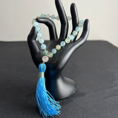Morganite Hand Knotted Hand Mala 8mm | 27 Bead | Prayer Bead | Japa Mala | Meditation Bracelet | Mantra and Reiki Infused
