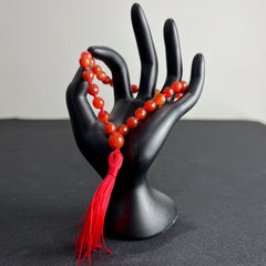 Faceted Carnelian Hand Knotted Hand Mala 8mm | 27 Bead | Prayer Bead | Japa Mala | Meditation Bracelet | Mantra and Reiki Infused