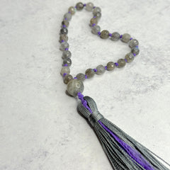 Labradorite Hand Knotted Hand Mala 8mm | 27 Bead | Prayer Bead | Japa Mala | Meditation Bracelet | Mantra and Reiki Infused