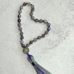 Labradorite Hand Knotted Hand Mala 8mm | 27 Bead | Prayer Bead | Japa Mala | Meditation Bracelet | Mantra and Reiki Infused