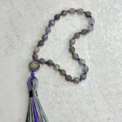 Labradorite Hand Knotted Hand Mala 8mm | 27 Bead | Prayer Bead | Japa Mala | Meditation Bracelet | Mantra and Reiki Infused