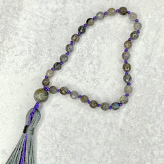 Labradorite Hand Knotted Hand Mala 8mm | 27 Bead | Prayer Bead | Japa Mala | Meditation Bracelet | Mantra and Reiki Infused
