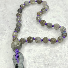 Labradorite Hand Knotted Hand Mala 8mm | 27 Bead | Prayer Bead | Japa Mala | Meditation Bracelet | Mantra and Reiki Infused