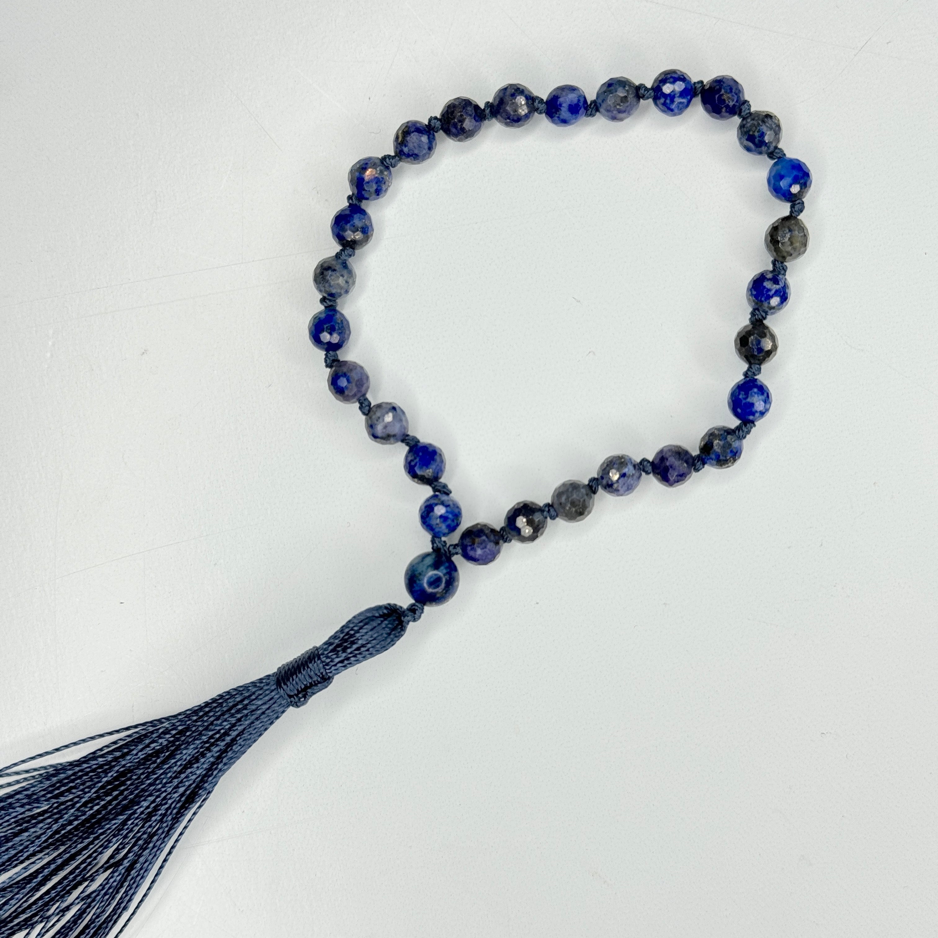 Lapis Lazuli Hand Mala 6mm Faceted | 27 Bead | Hand Knotted | Mantra | Sound Healing | Reiki Infused