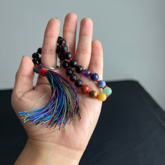 Black Matte Onyx Chakra Hand Knotted Hand Mala 8mm | 27 Bead | Prayer Bead | Japa Mala | Meditation Bracelet | Mantra and Reiki Infused