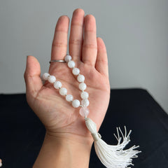 Moonstone Hand Knotted Hand Mala 8mm | 27 Bead | Prayer Bead | Japa Mala | Meditation Bracelet | Mantra and Reiki Infused