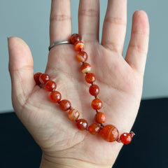 Faceted Carnelian Hand Knotted Hand Mala 6mm | 27 Bead | Prayer Bead | Japa Mala | Meditation Bracelet | Mantra and Reiki Infused