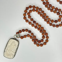 Rudraksha Hanuman Hand Knotted Mala 6mm | 108 Bead | Prayer Beads | Prayer Necklace | Meditation| Mantra | Sound Healing | Reiki Infused